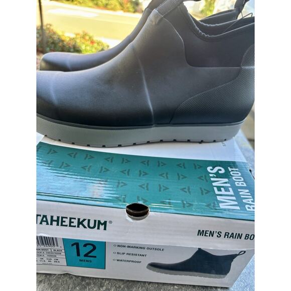 Staheekum Mens black ankle pull-on rubber rain boots waterproof sz 12 US main image 6